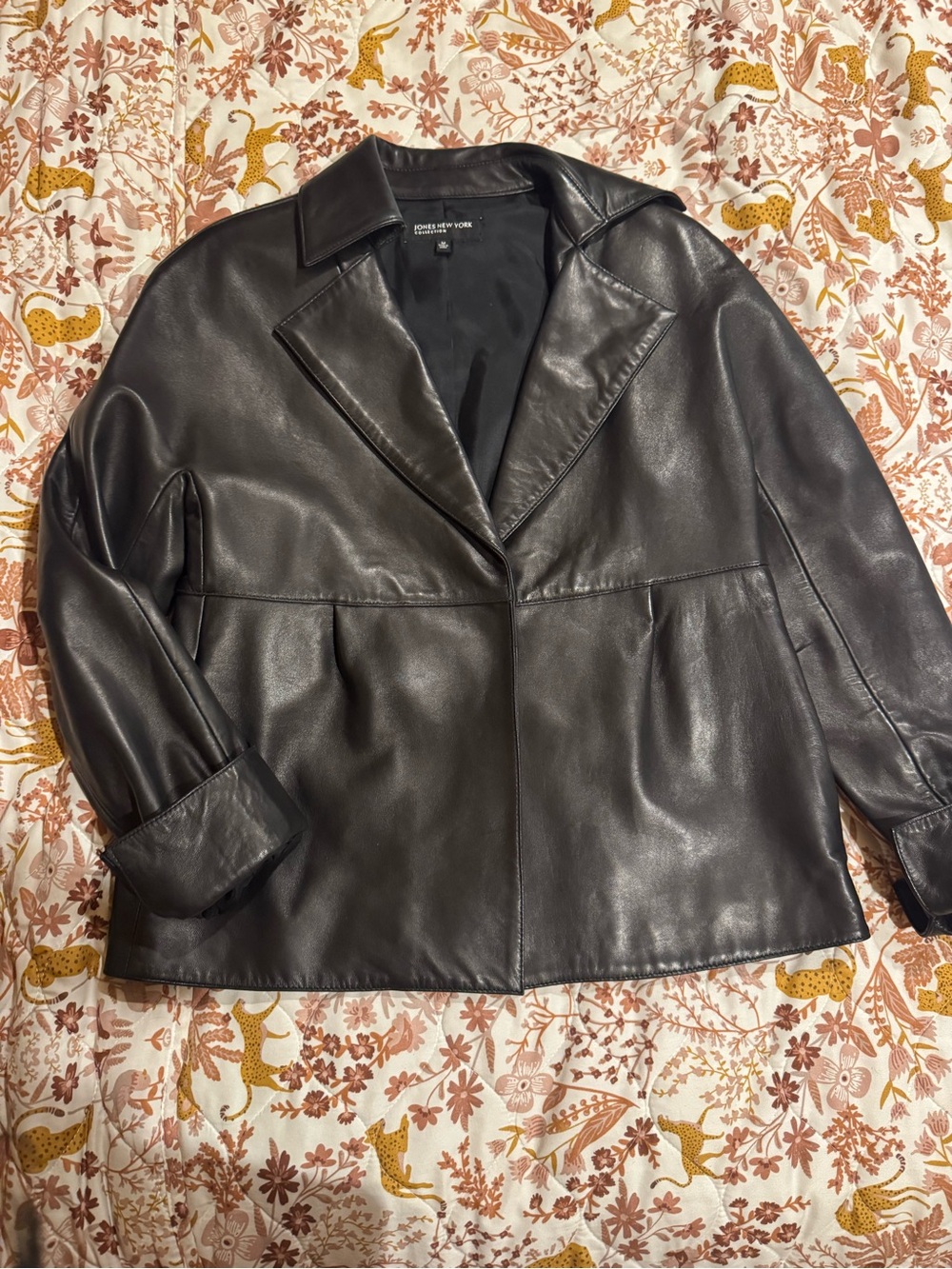 Jones New York Black Leather Blazer Jacket